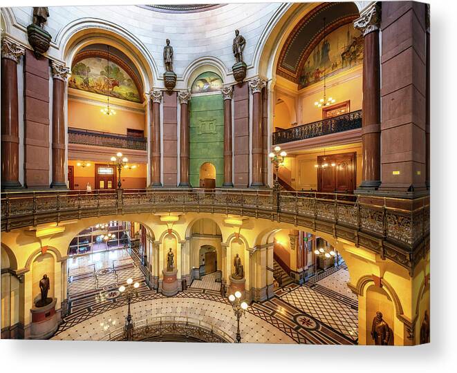 Illinois State Capitol Canvas Print featuring the photograph Illinois State Capitol - Rotunda View by Susan Rissi Tregoning