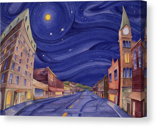 Butte Canvas Print featuring the painting Impressions of Butte, Montana by Scott Kirby