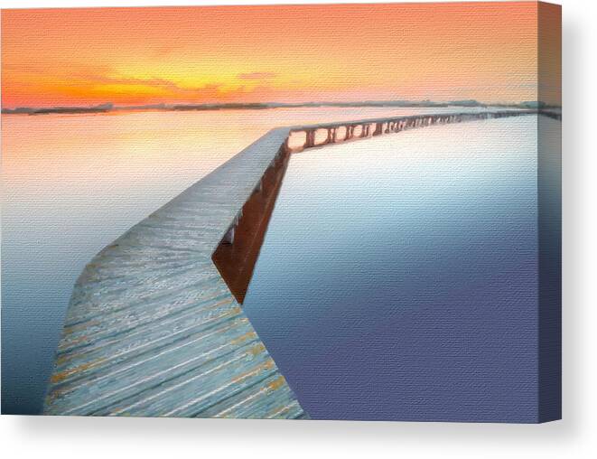Bridge Canvas Print featuring the painting Infinity Dock 3 by Tony Rubino