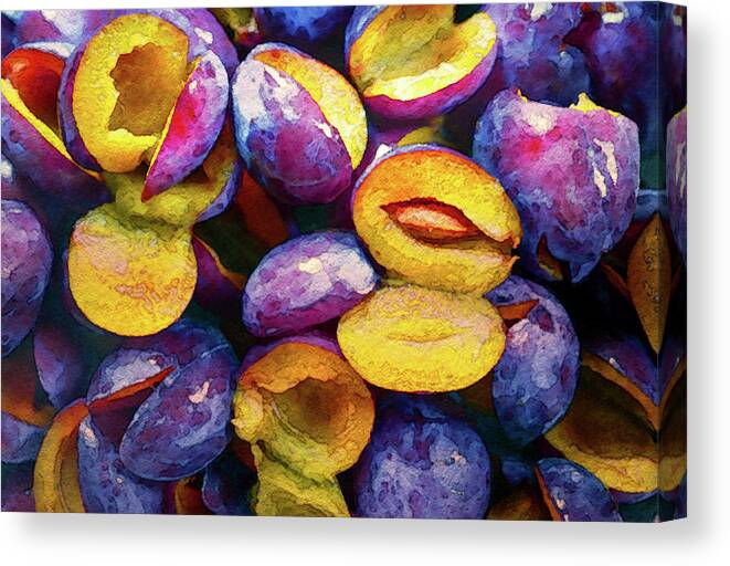 Italian Plums Canvas Print featuring the digital art Italian Plums by Susan Maxwell Schmidt