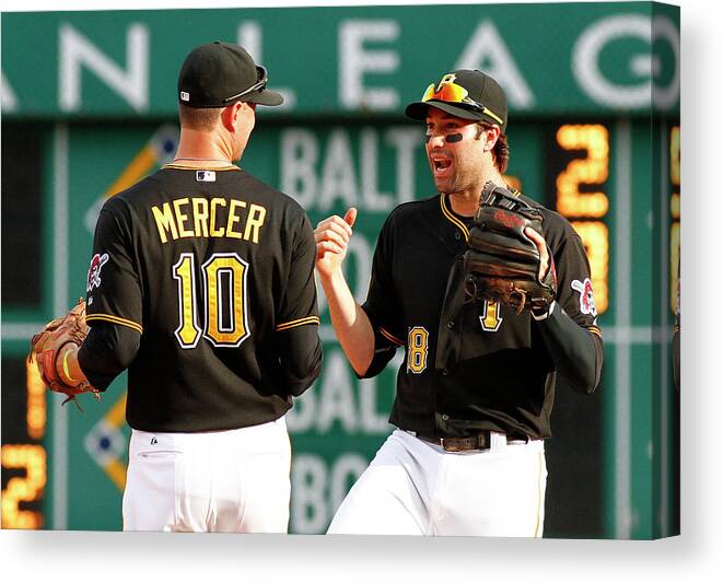 Professional Sport Canvas Print featuring the photograph Jordy Mercer and Neil Walker by Justin K. Aller