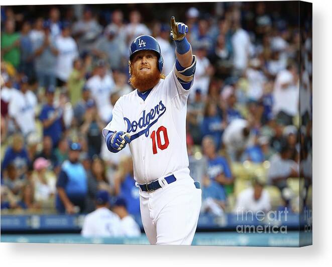 Three Quarter Length Canvas Print featuring the photograph Justin Turner by Victor Decolongon