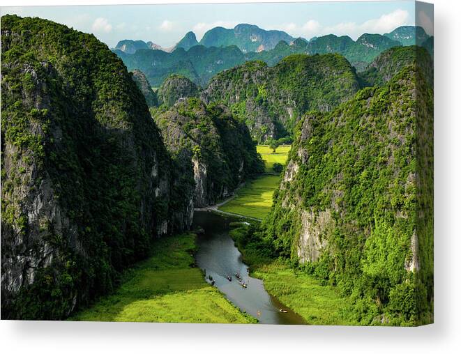 Ninh Binh Canvas Print featuring the photograph The River Queens - Tam Coc, Ninh Binh Region. Vietnam by Earth And Spirit