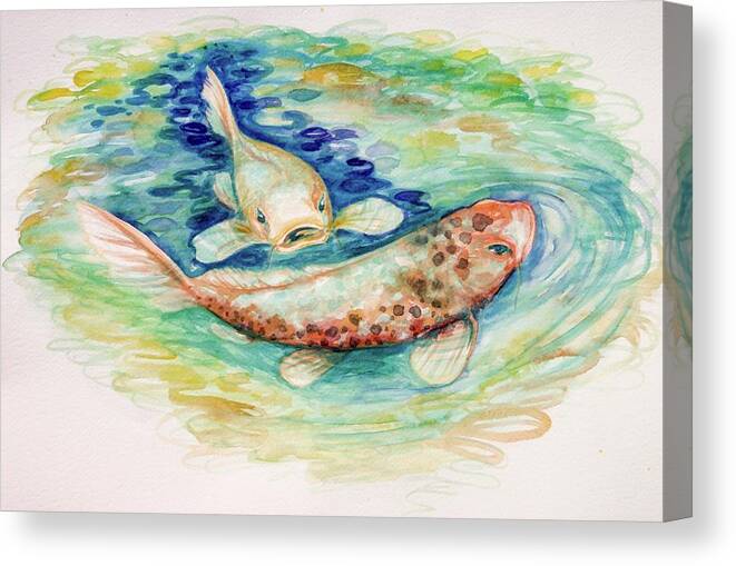 Koi Canvas Print featuring the painting Koi by Ashley Kujan