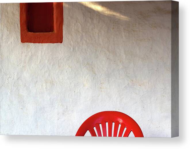 Red Chair Canvas Print featuring the photograph Light Streak Vs the Red Chair by Prakash Ghai