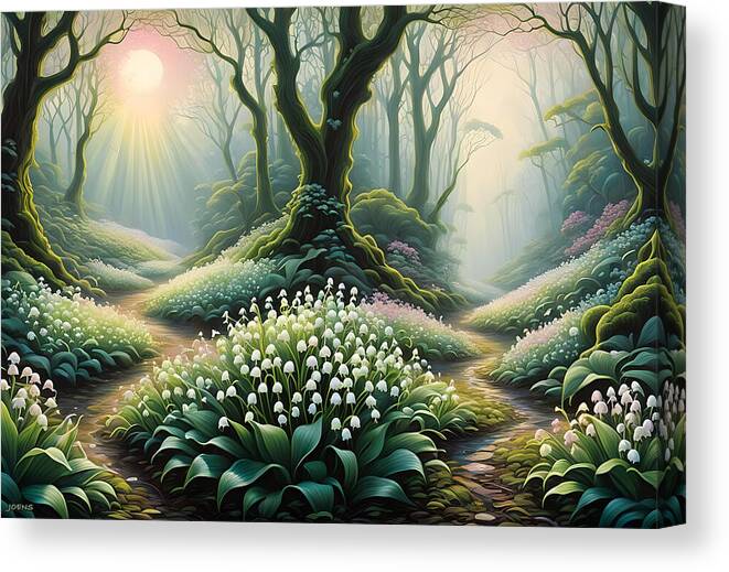 Enchanted Canvas Print featuring the digital art Lilly of the Valley Forest by Greg Joens