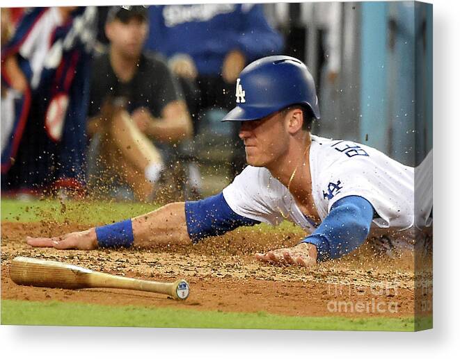 People Canvas Print featuring the photograph Logan Forsythe and Cody Bellinger by Jayne Kamin-oncea