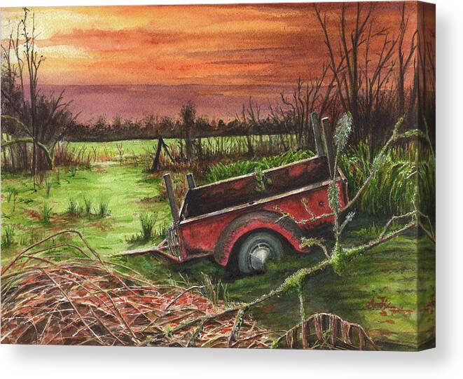 Landscape Canvas Print featuring the painting Lonely Steel by Arthur Fix