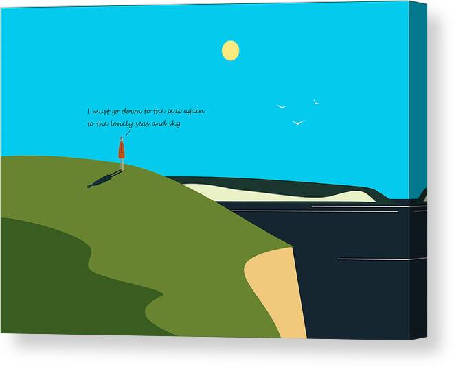 The Sea Canvas Print featuring the digital art Longing For The Sea. by Fatline Graphic Art