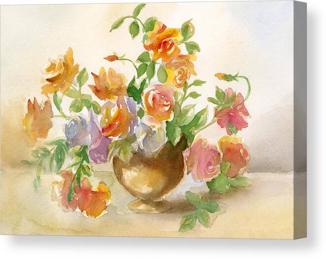 Roses Canvas Print featuring the painting Loose Roses by Espero Art