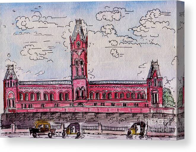 Madras City Canvas Print featuring the painting Madras Central by Remy Francis