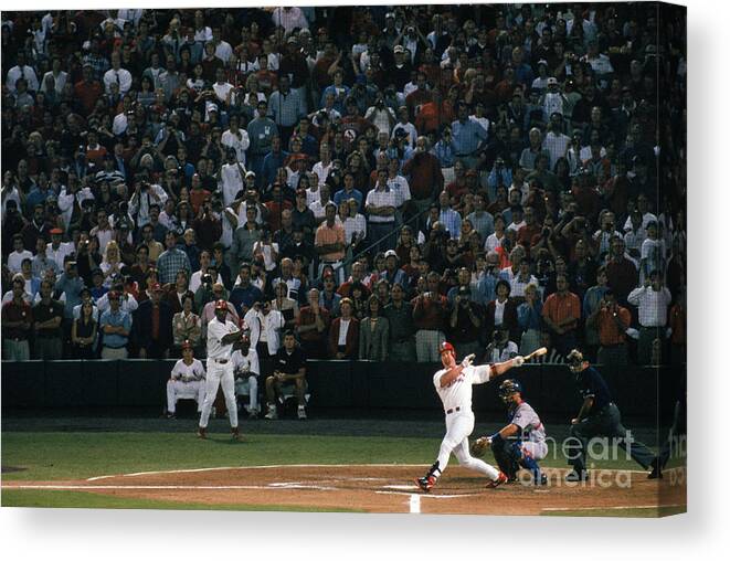 Season Canvas Print featuring the photograph Mark Mcgwire and Roger Maris by Bill Stover