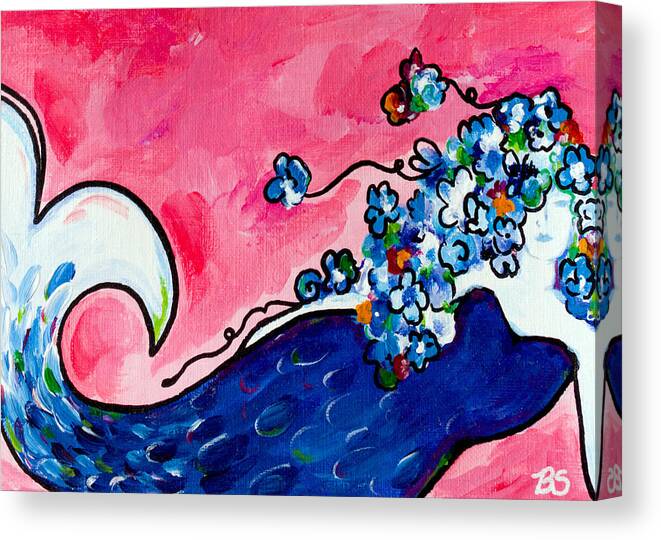 Pink Canvas Print featuring the painting Mermaid by Beth Ann Scott