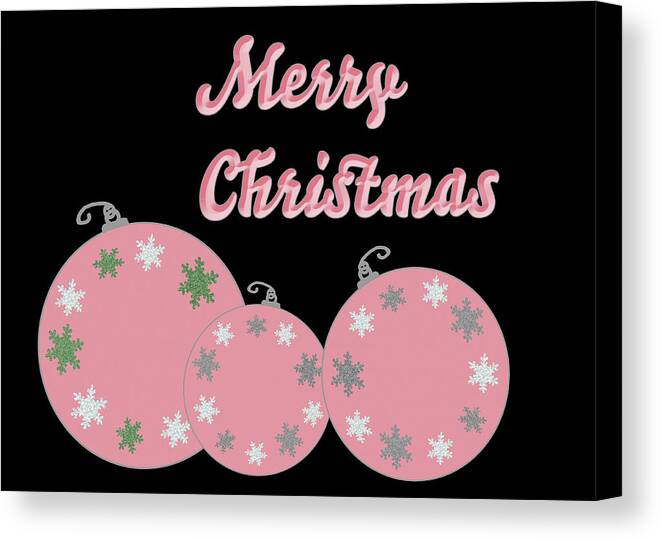 Christmas Decorations Canvas Print featuring the digital art Merry Christmas in Pink Silver and Black by Marianne Campolongo