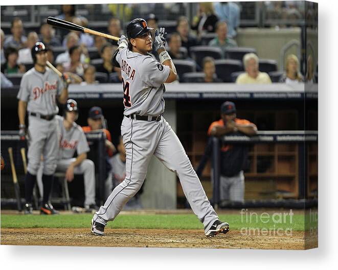 People Canvas Print featuring the photograph Miguel Cabrera by Nick Laham