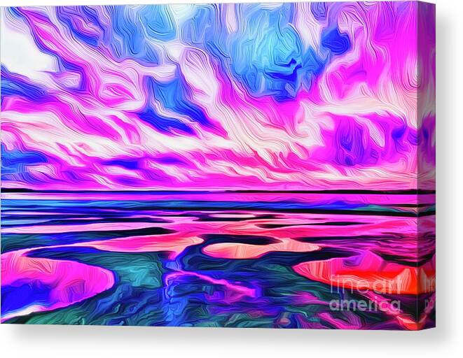 Landscape Canvas Print featuring the digital art Morning Reflections by Michael Stothard