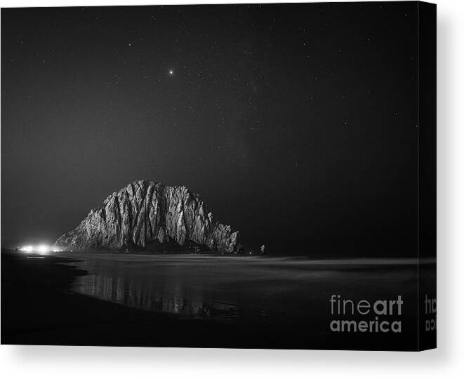 Morro Bay Canvas Print featuring the photograph Morro Bay Under Starlight by Anthony Michael Bonafede
