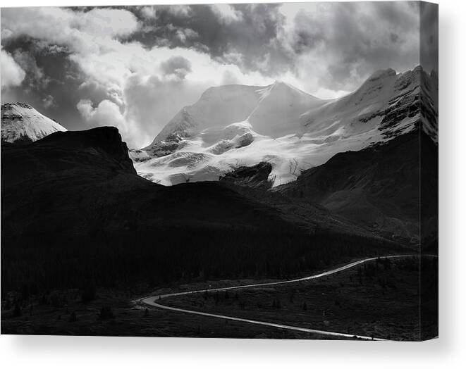 Mount Athabasca Road Canvas Print featuring the photograph Mount Athabasca Road by Dan Sproul
