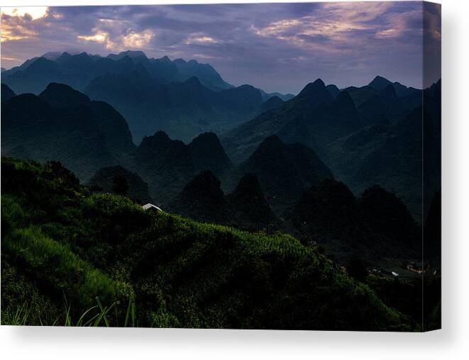 Ha Giang Canvas Print featuring the photograph Waiting For The Night - Ha Giang Loop Road. Northern Vietnam by Earth And Spirit