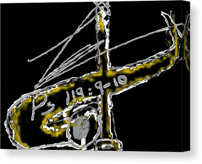 Logo Canvas Print featuring the digital art My Logo white outline by Leon deVose