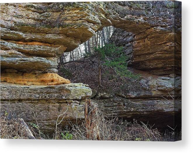 Natural Canvas Print featuring the photograph Natural Bridge State Park, WIsconsin by Steven Ralser