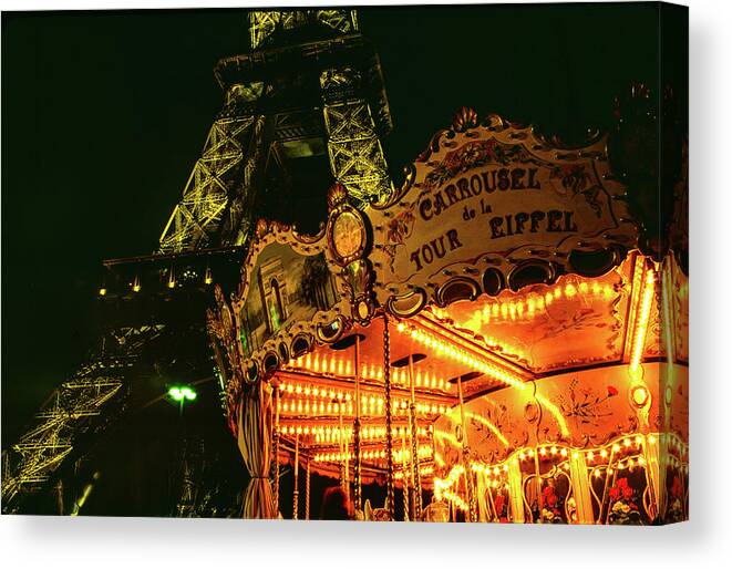 Eiffel Tower Canvas Print featuring the photograph Light Of The Carousel II - Eiffel Tower, Paris, France by Earth And Spirit