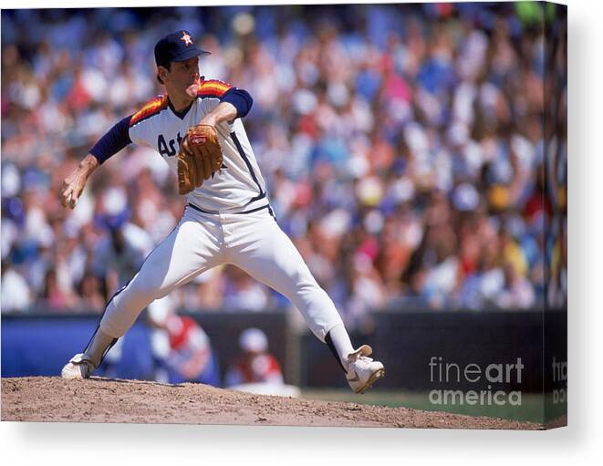 1980-1989 Canvas Print featuring the photograph Nolan Ryan by Ron Vesely