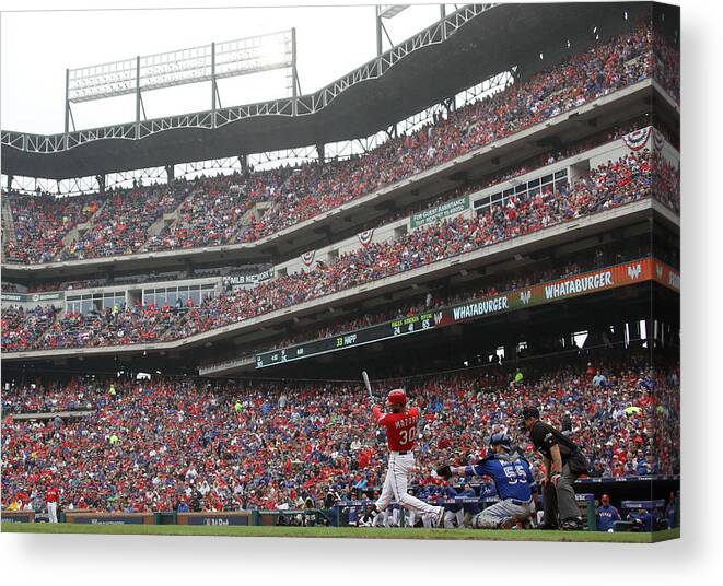 Game Two Canvas Print featuring the photograph Nomar Mazara by Ronald Martinez