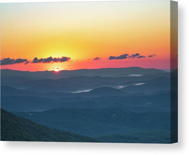 Blue Ridge Parkway Canvas Print featuring the photograph North Carolina Blue Ridge Dawn by Charles Floyd