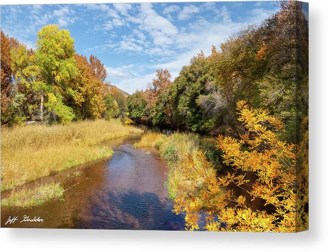 Arizona Canvas Print featuring the photograph Oak Creek in the Fall by Jeff Goulden