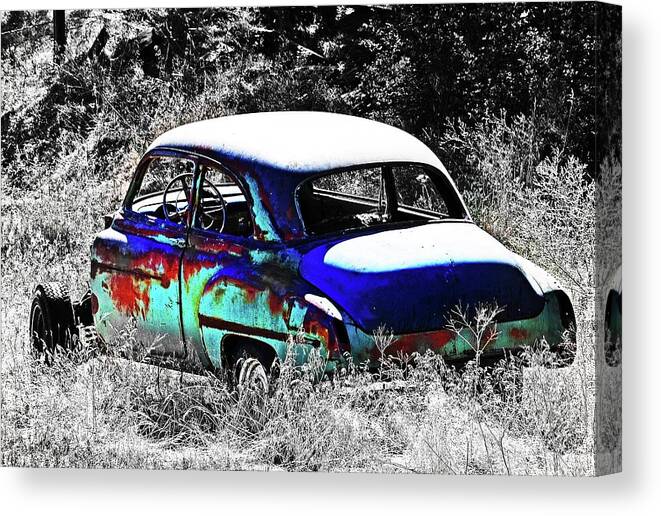Old Canvas Print featuring the digital art Old Abandon Car by Fred Loring