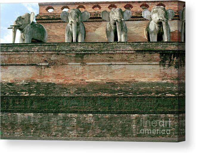 Elephant Canvas Print featuring the photograph Old Elephant Temple by Dean Harte