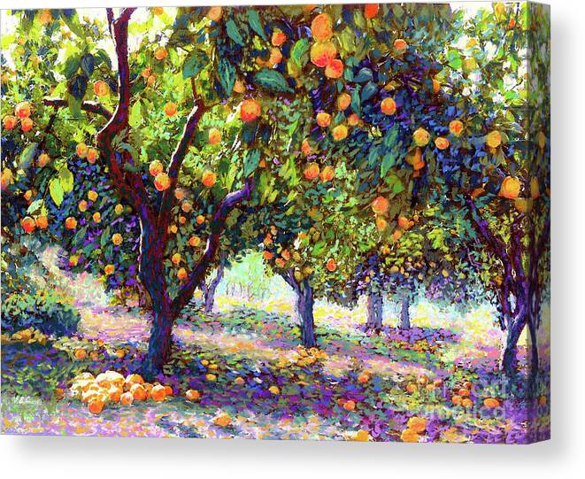 Landscape Canvas Print featuring the painting Orange Grove of Citrus Fruit Trees by Jane Small