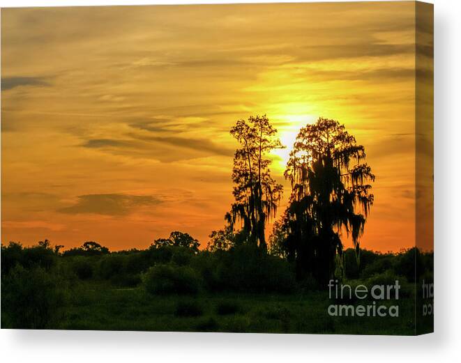 Circle B Bar Reserve Canvas Print featuring the photograph Orange Sky at Sunset by Jo Ann Gregg