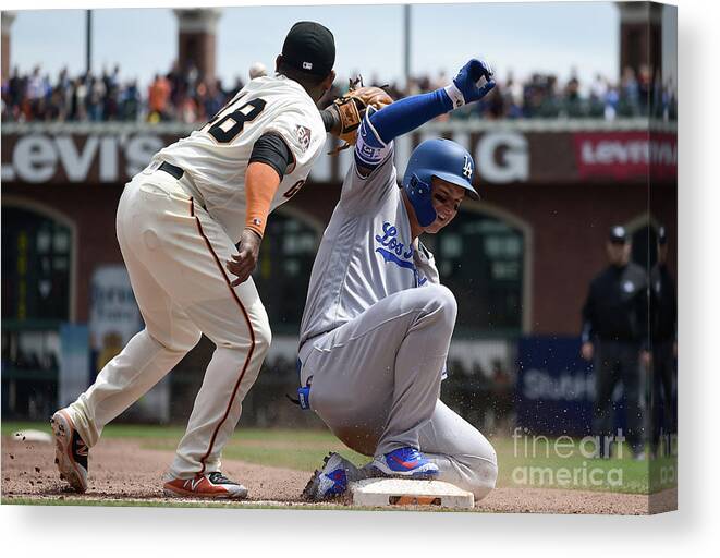 San Francisco Canvas Print featuring the photograph Pablo Sandoval and Joc Pederson by Thearon W. Henderson