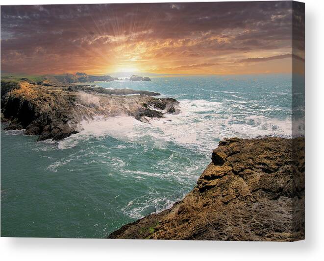 Landscape Canvas Print featuring the photograph Pacific Sunset Northern California by Frank Wilson