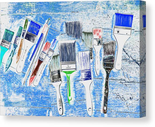Paintbrushes Canvas Print featuring the mixed media Paintbrush Abstract by Kae Cheatham