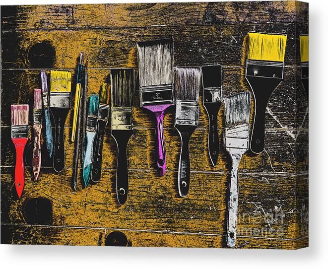 Paintbrushes Canvas Print featuring the mixed media Paintbrushes #2 by Kae Cheatham