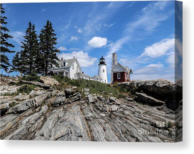 Lighthouse Canvas Print featuring the photograph Pemaquid Point Lighthouse Maine by Veronica Batterson