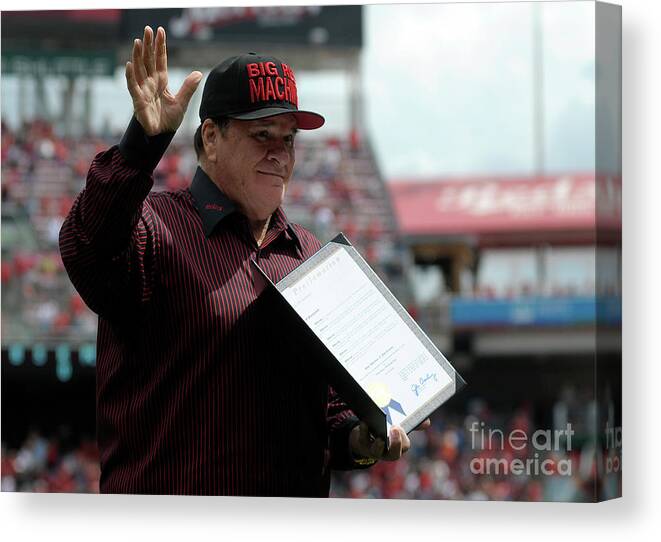 Great American Ball Park Canvas Print featuring the photograph Pete Rose by Dylan Buell