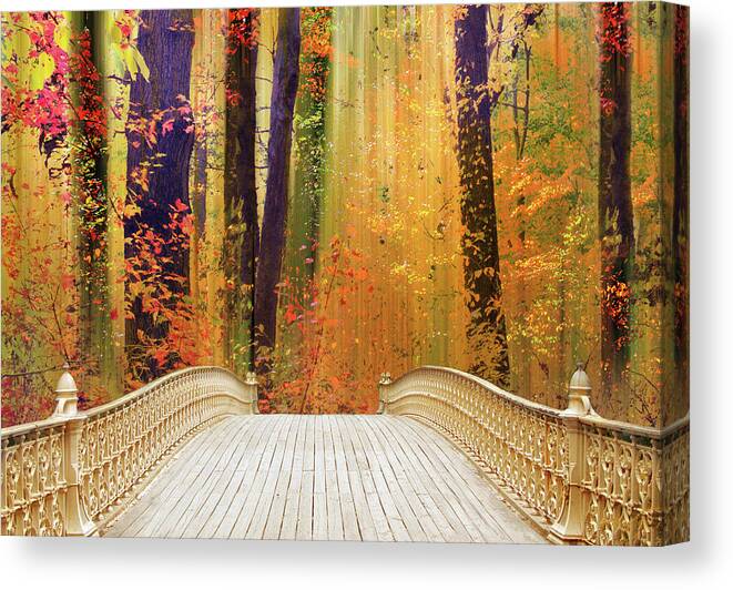 Footbridge Canvas Print featuring the photograph Pine Bank Splendor by Jessica Jenney