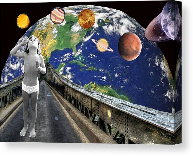 Collage Canvas Print featuring the digital art Planets by Tanja Leuenberger