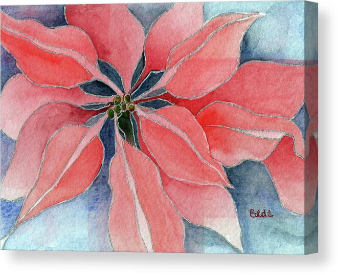 Watercolor Canvas Print featuring the painting Poinsettia by Catherine Bede