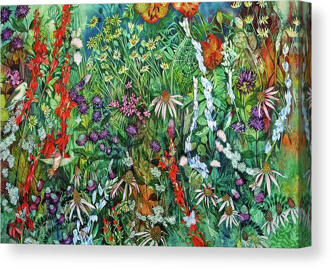 Colorful Canvas Print featuring the painting Summer Prairie II by Helen Klebesadel