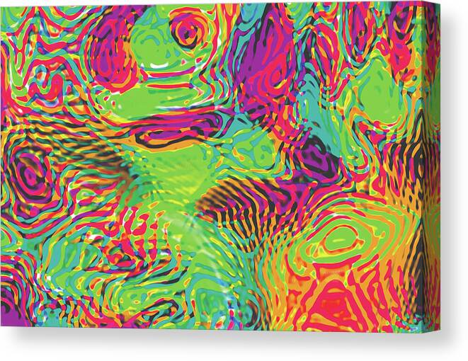 Abstract Art Canvas Print featuring the digital art Primary Ripples In Green by David Davies