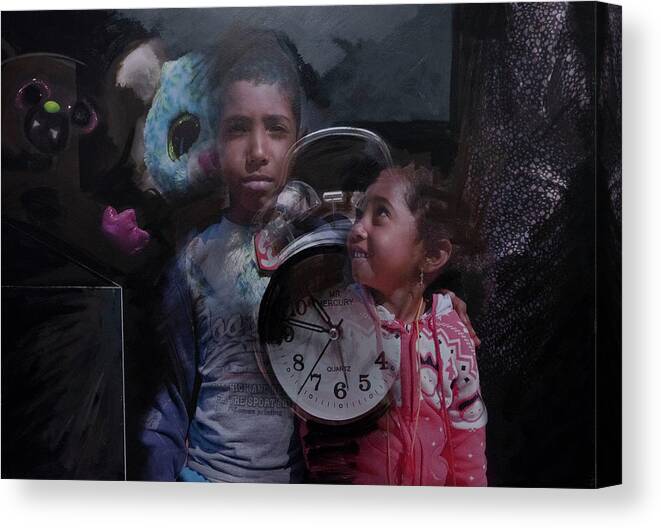 Children Canvas Print featuring the mixed media Protection from Mirror Of Fantasy by Shirin Moayya