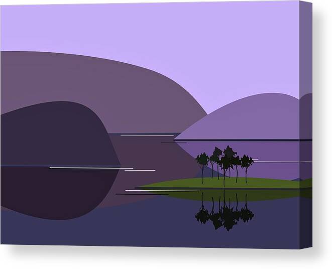 Purple Canvas Print featuring the digital art Purple Hills by Fatline Graphic Art