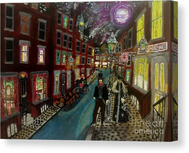 London Canvas Print featuring the mixed media Purple Moon Victoriana by David Westwood