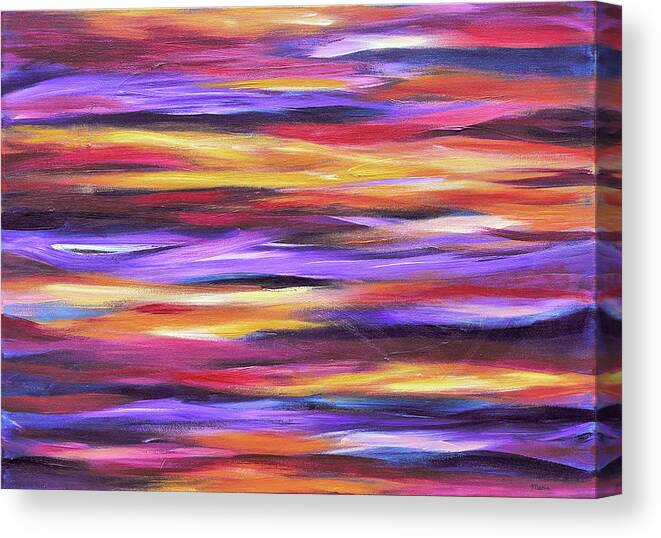 Abstract Waves Canvas Print featuring the painting Purple Waves by Maria Meester
