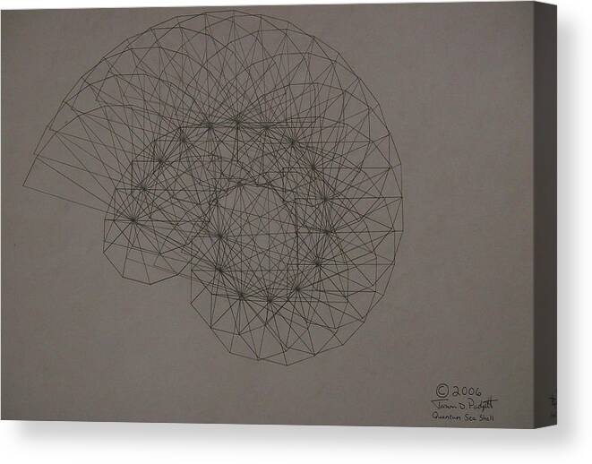 Fractal Canvas Print featuring the drawing Quantum Sea Shell by Jason Padgett
